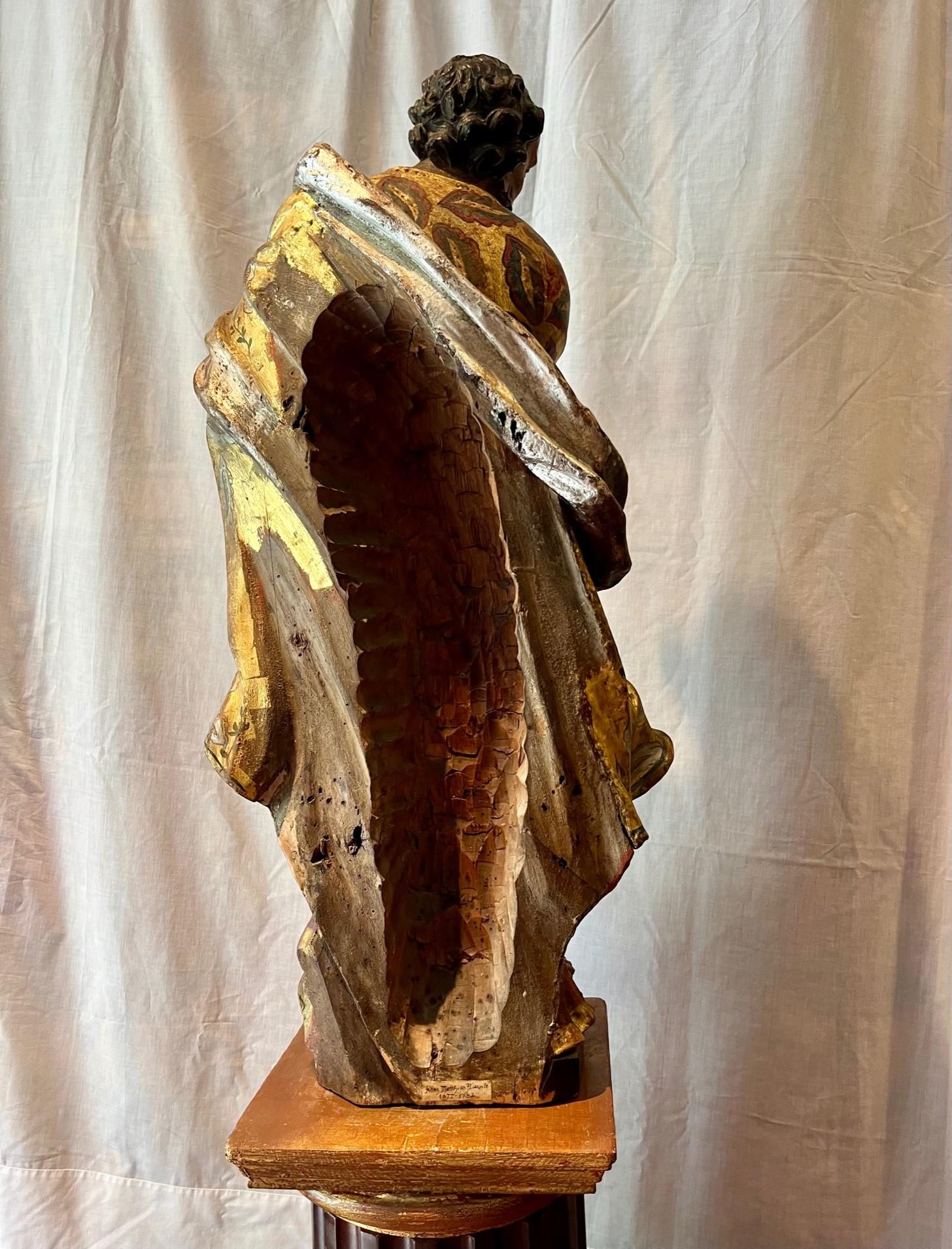 17th Century Carved Wood Silver Gilt Polychrome Figure of Saint John For Sale 11
