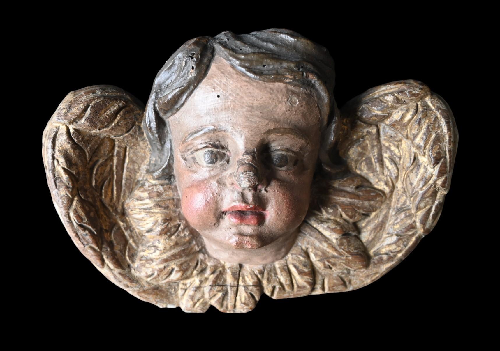 Ángel querubín de madera tallada del siglo XVII Madera en venta