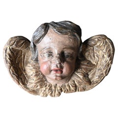 17th Century Carved Wooden Angel Cherub