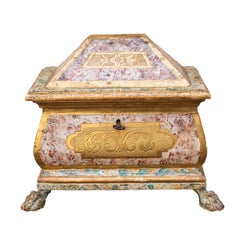 17th Century Casket Venetian School Laquered and Gilded Wood
