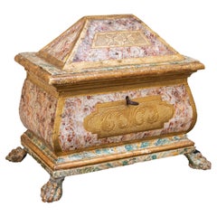 Retro 17th Century Casket Venetian School Laquered and Gilded Wood