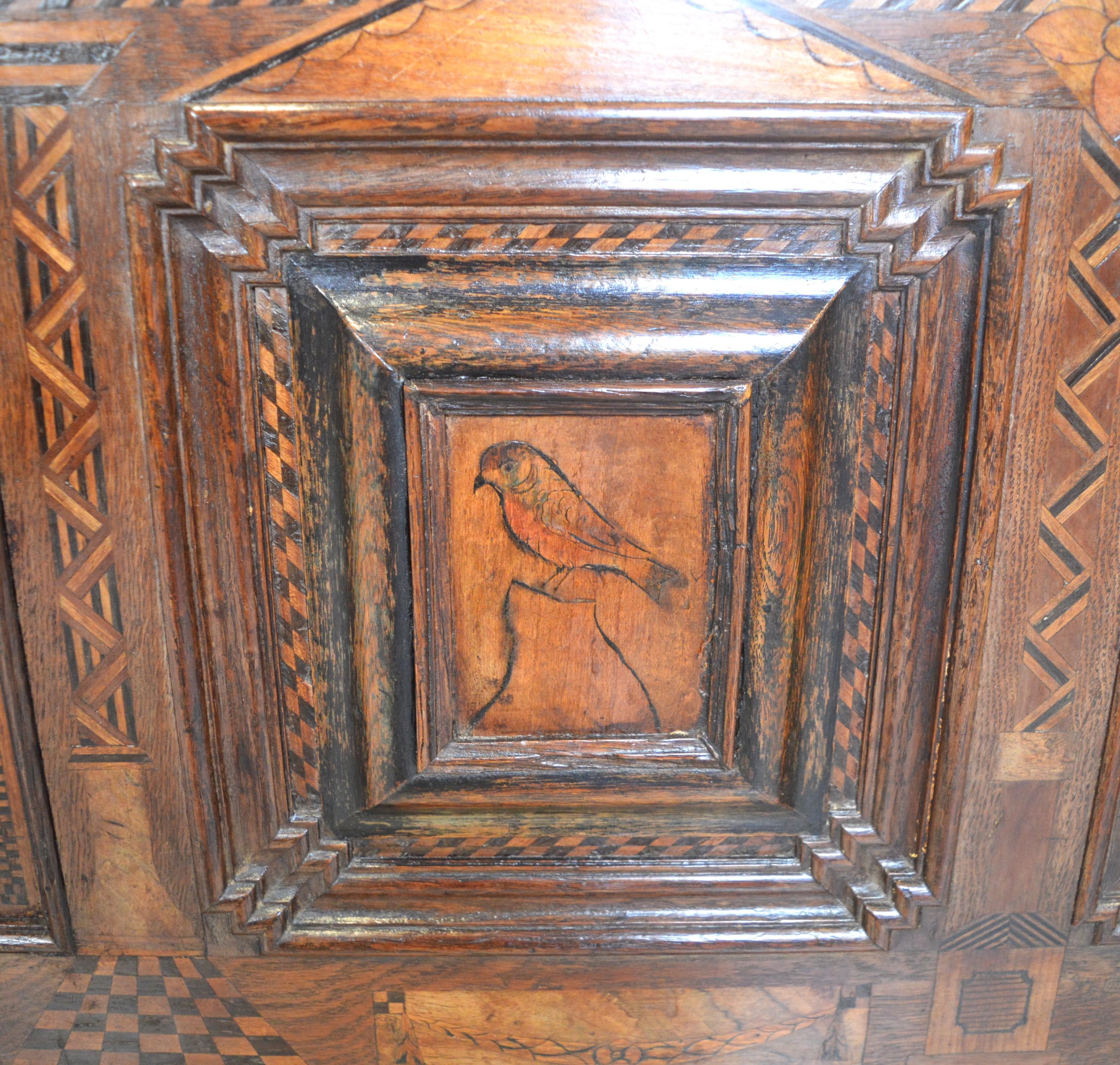 Palladian 17th Century Cassone Coffer in Oak and Walnut