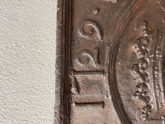 17th Century Cast Iron Fireback with Dat and Family Shield