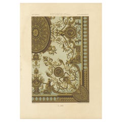 Ornement de plafond du 17e siècle - Panneau intérieur baroque avec grotesques, vers 1869