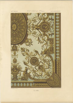 Ornement de plafond du 17e siècle - Panneau intérieur baroque avec grotesques, vers 1869
