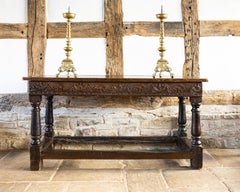 17th Century, Charles I,  Carved Oak Table, Exeter, England, Circa 1630