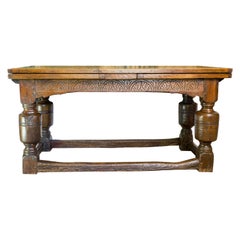 17th Century, Charles I, Oak Draw Leaf Table, Circa 1640
