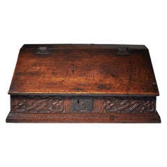 17th Century Charles II Carved Oak Writing Box or Desk Box circa 1660 England