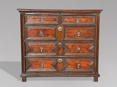 17th Century Charles II Jacobean Oak Geometric Chest of Drawers