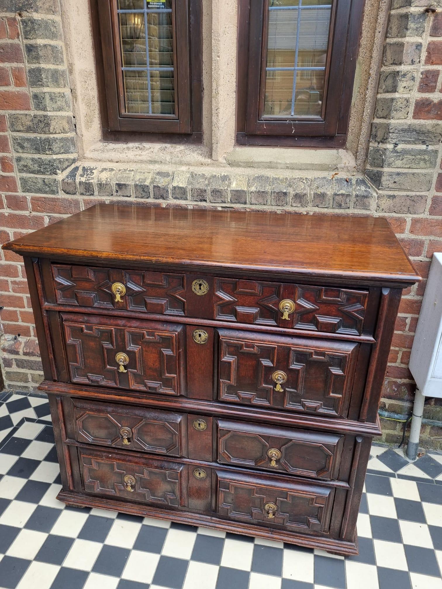 18th Century and Earlier 17th Century Charles II Oak Chest of Drawers C. 1680