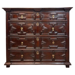17th Century Charles II Oak Chest Of Drawers