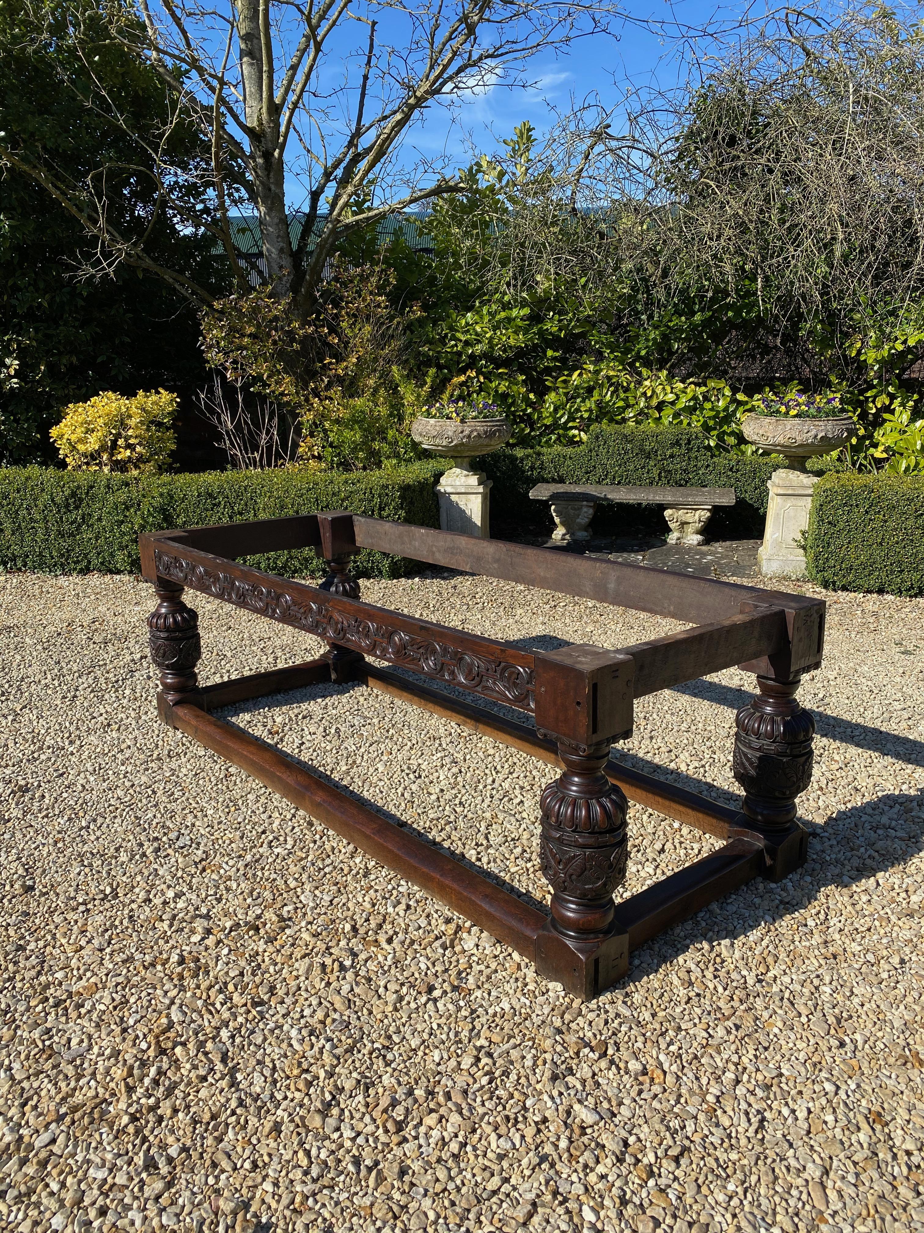 17th Century Charles II Oak Refectory Table Banquet Dining Table, circa 1660 2