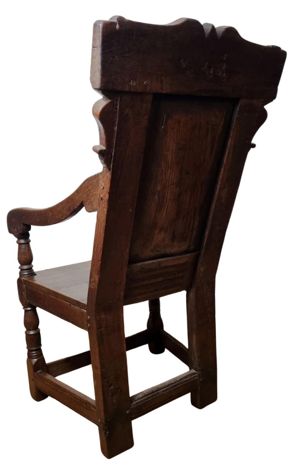 17th Century Charles II Oak Wainscot Armchair, Circa 1680 4