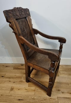 17th Century Charles II Oak Wainscot Armchair, Circa 1680