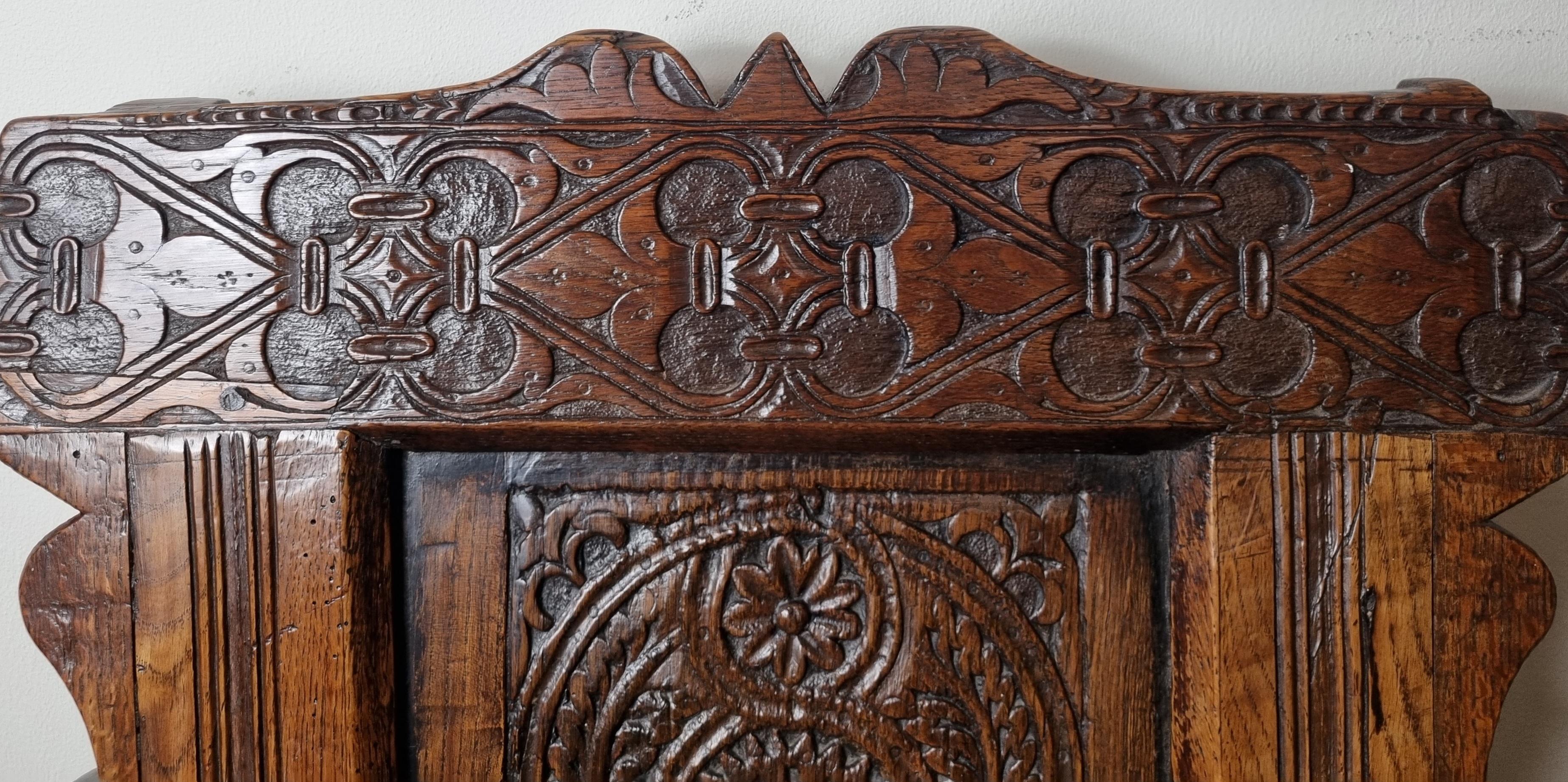 18th Century and Earlier 17th Century Charles II Oak Wainscot Armchair, Circa 1680