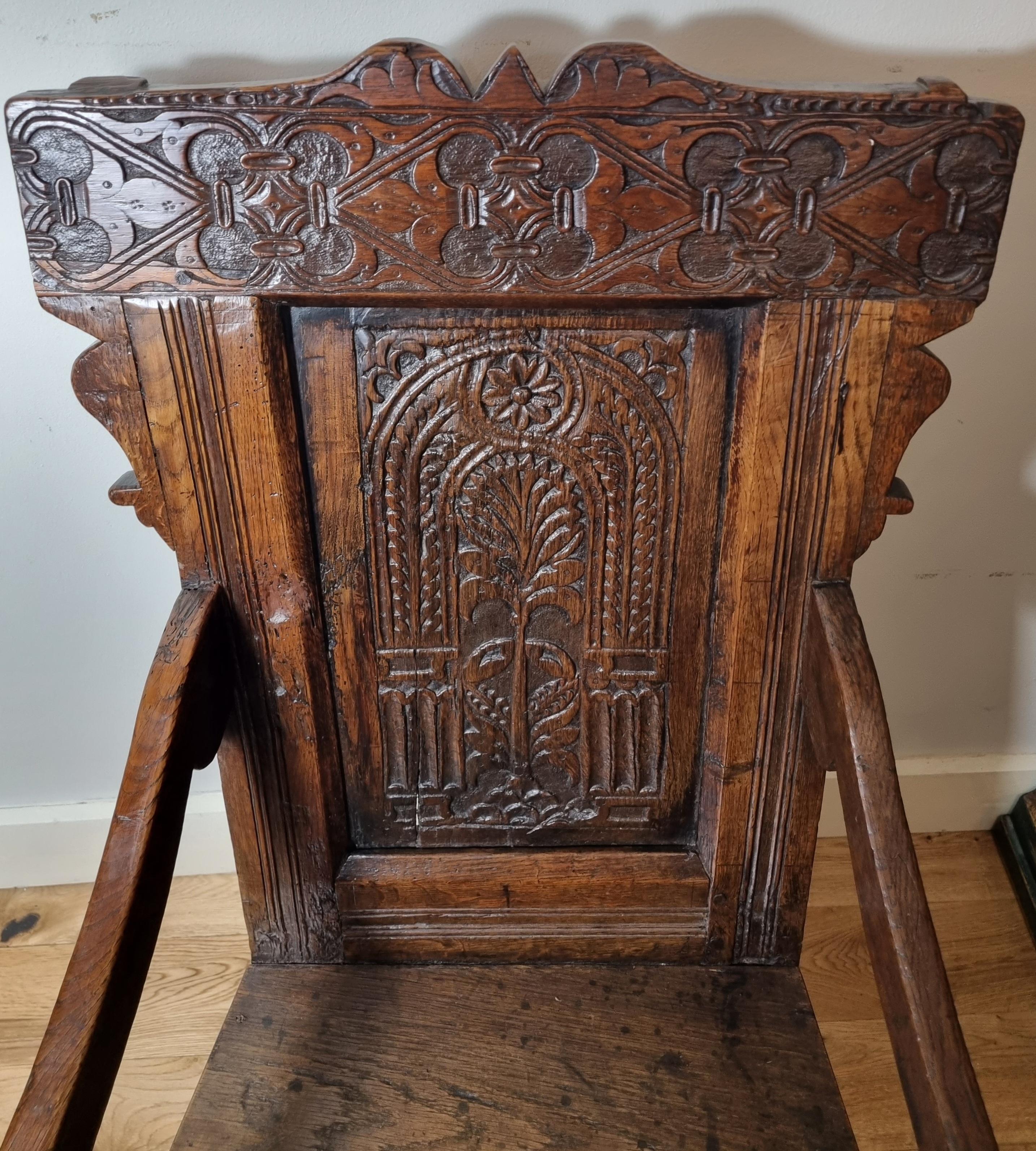 17th Century Charles II Oak Wainscot Armchair, Circa 1680 2