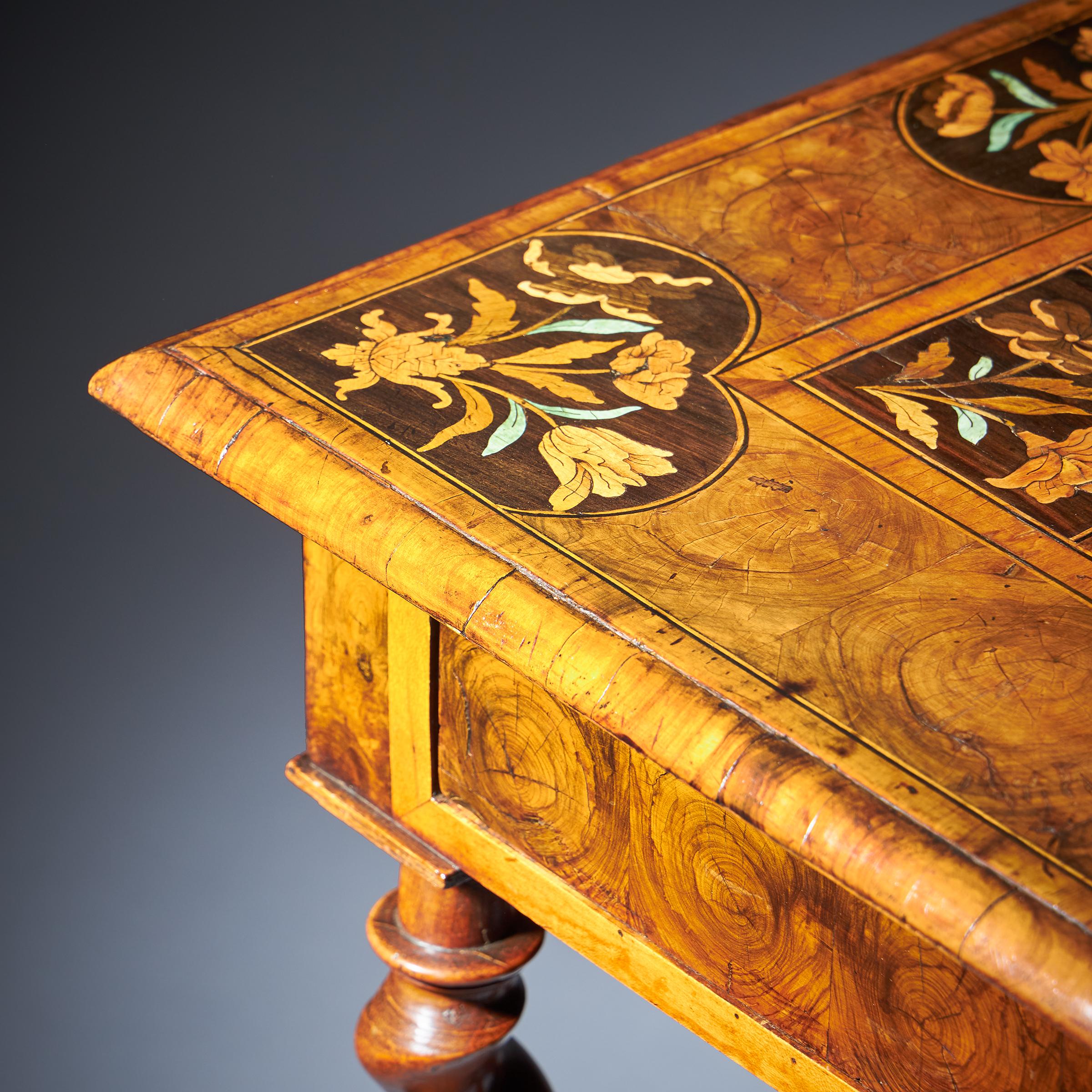 17th Century Charles II Olive Oyster Floral Marquetry Table, Circa 1690 In Good Condition In Oxfordshire, United Kingdom
