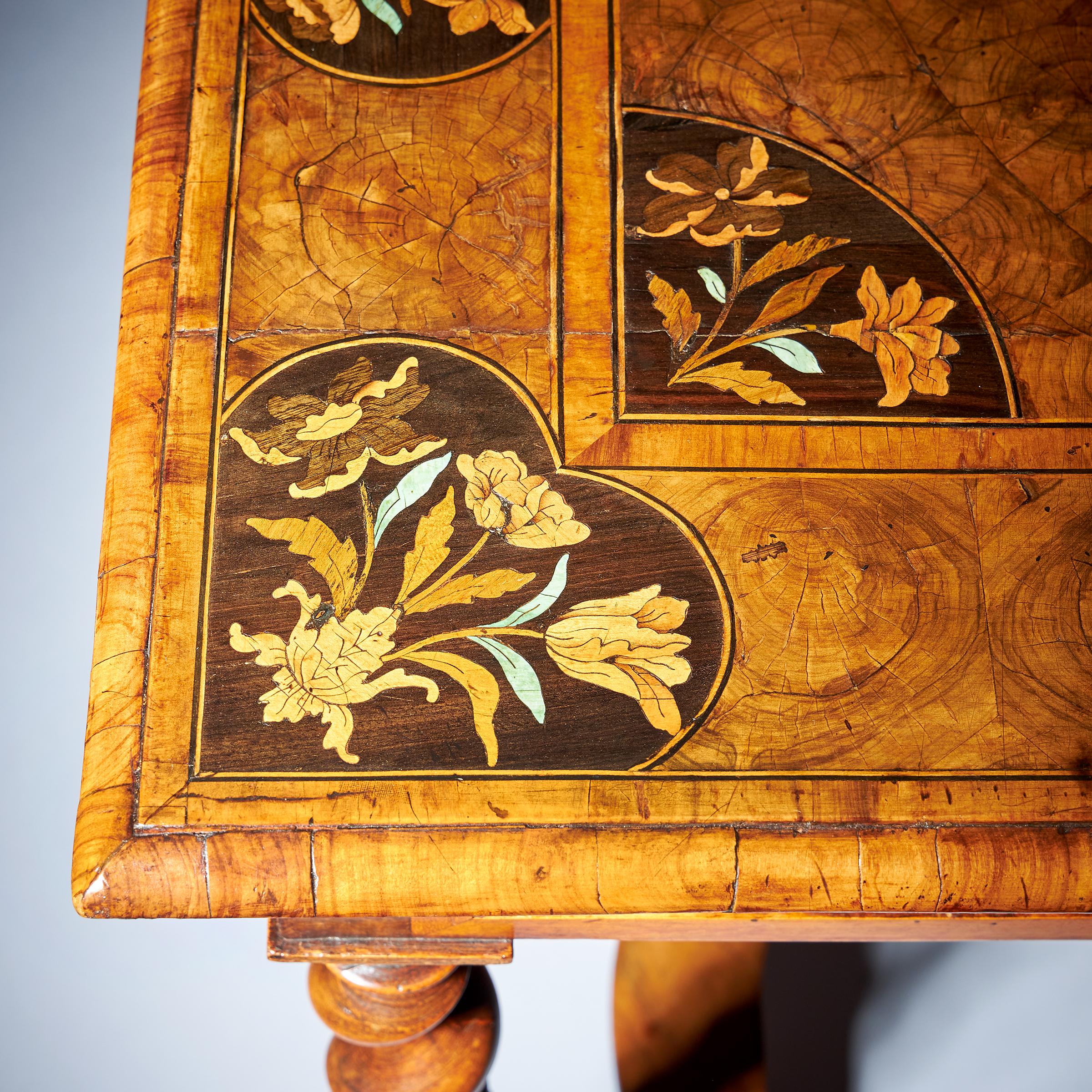 17th Century Charles II Olive Oyster Floral Marquetry Table, Circa 1690 2