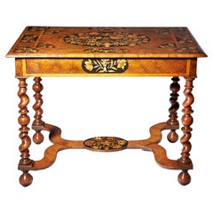 17th Century Charles II Olive Oyster Floral Marquetry Table, Circa 1690