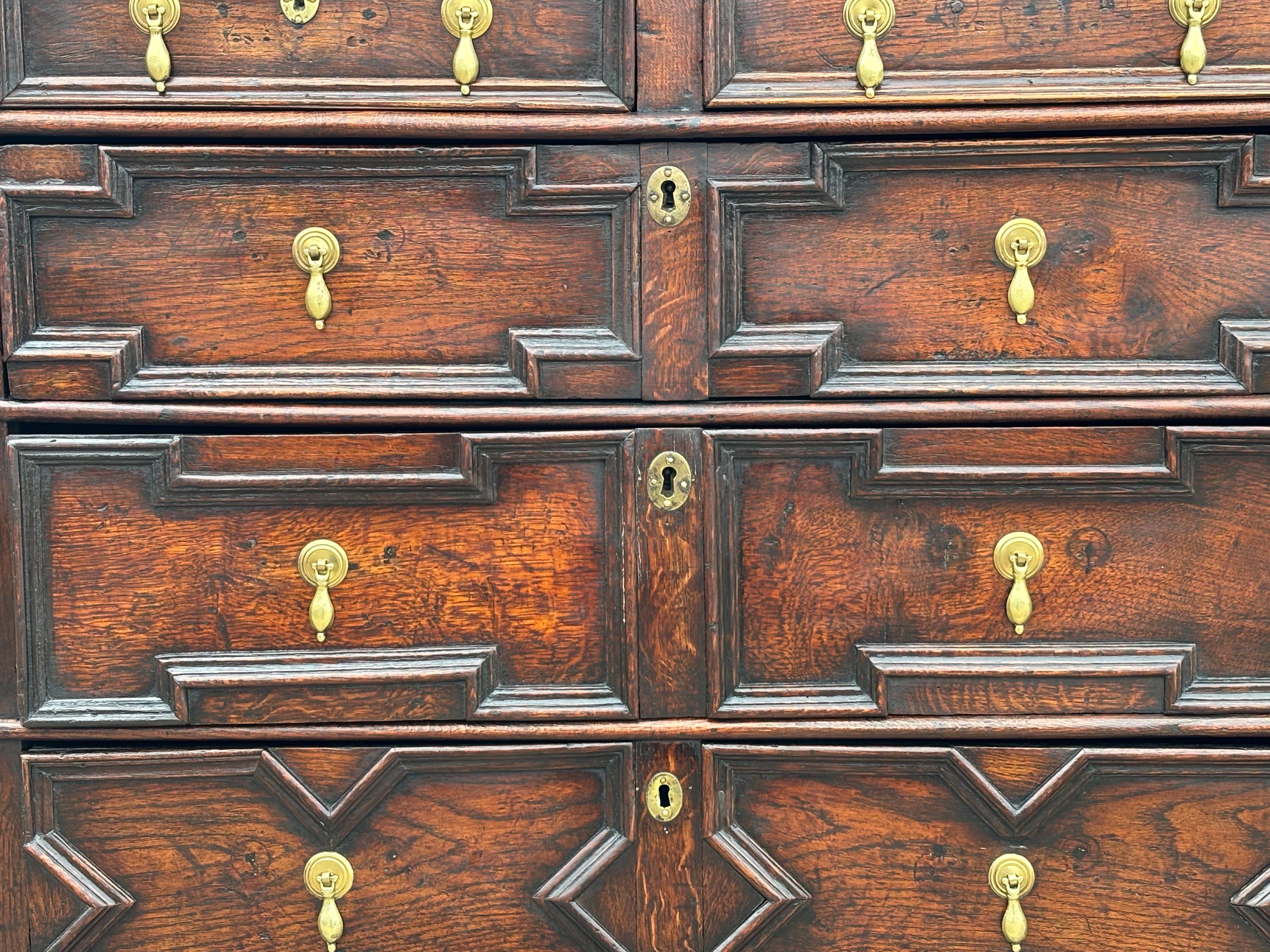 17th Century Charles II Period Jacobean Geometric Chest of Drawers For Sale 4