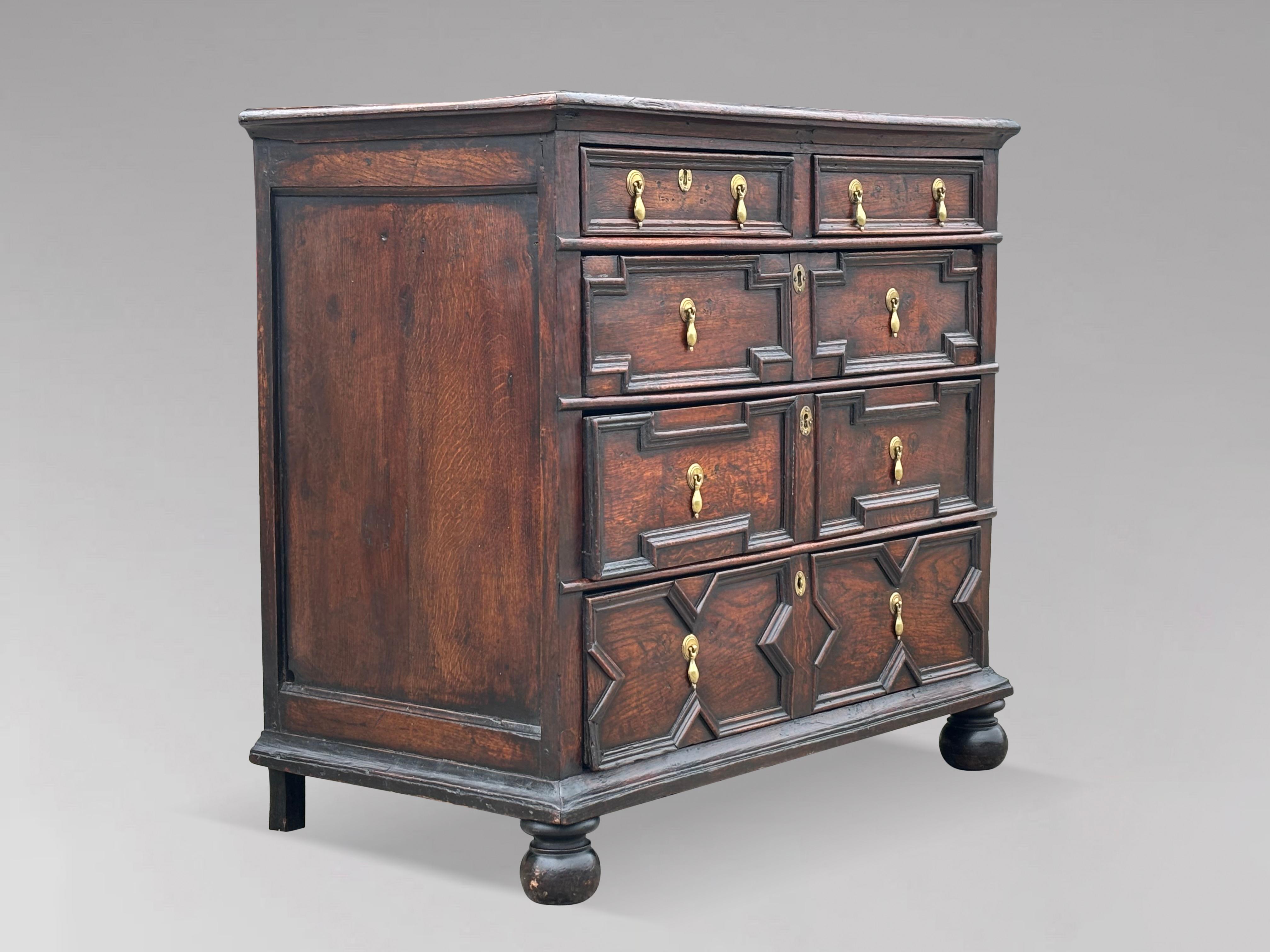 17th Century Charles II Period Jacobean Geometric Chest of Drawers For Sale 5
