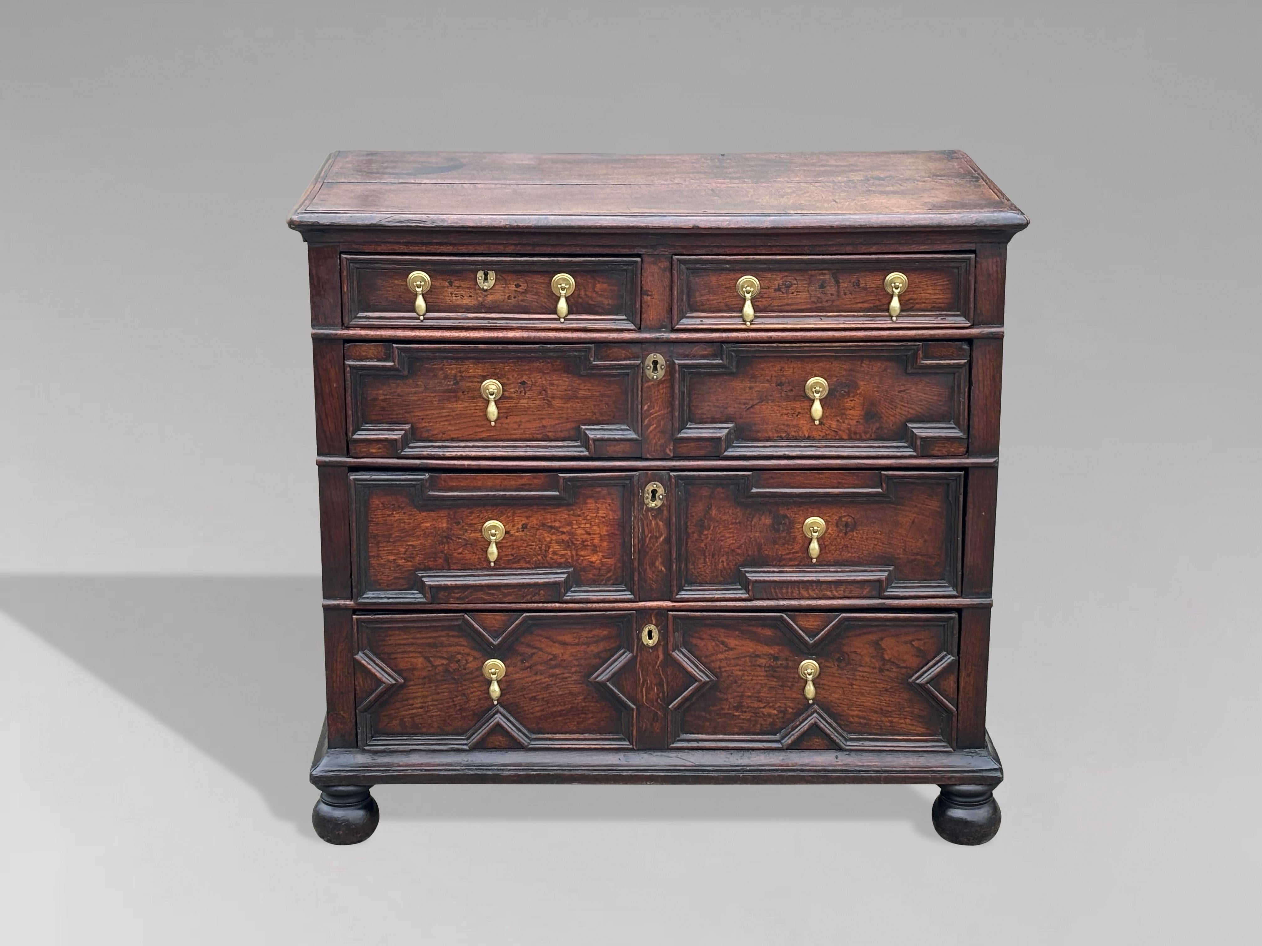 17th Century Charles II Period Jacobean Geometric Chest of Drawers For Sale 6