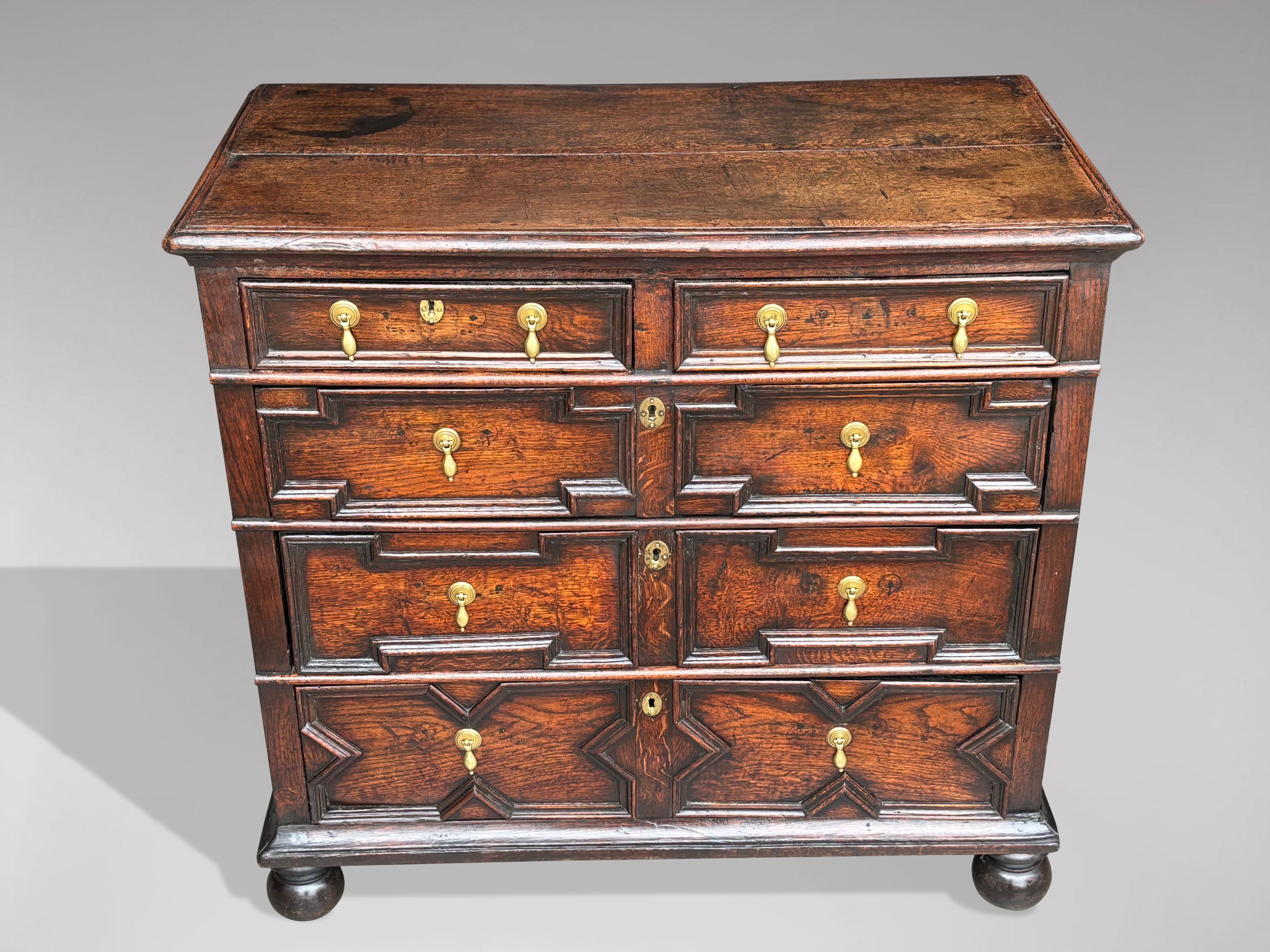 17th Century Charles II Period Jacobean Geometric Chest of Drawers For Sale 8