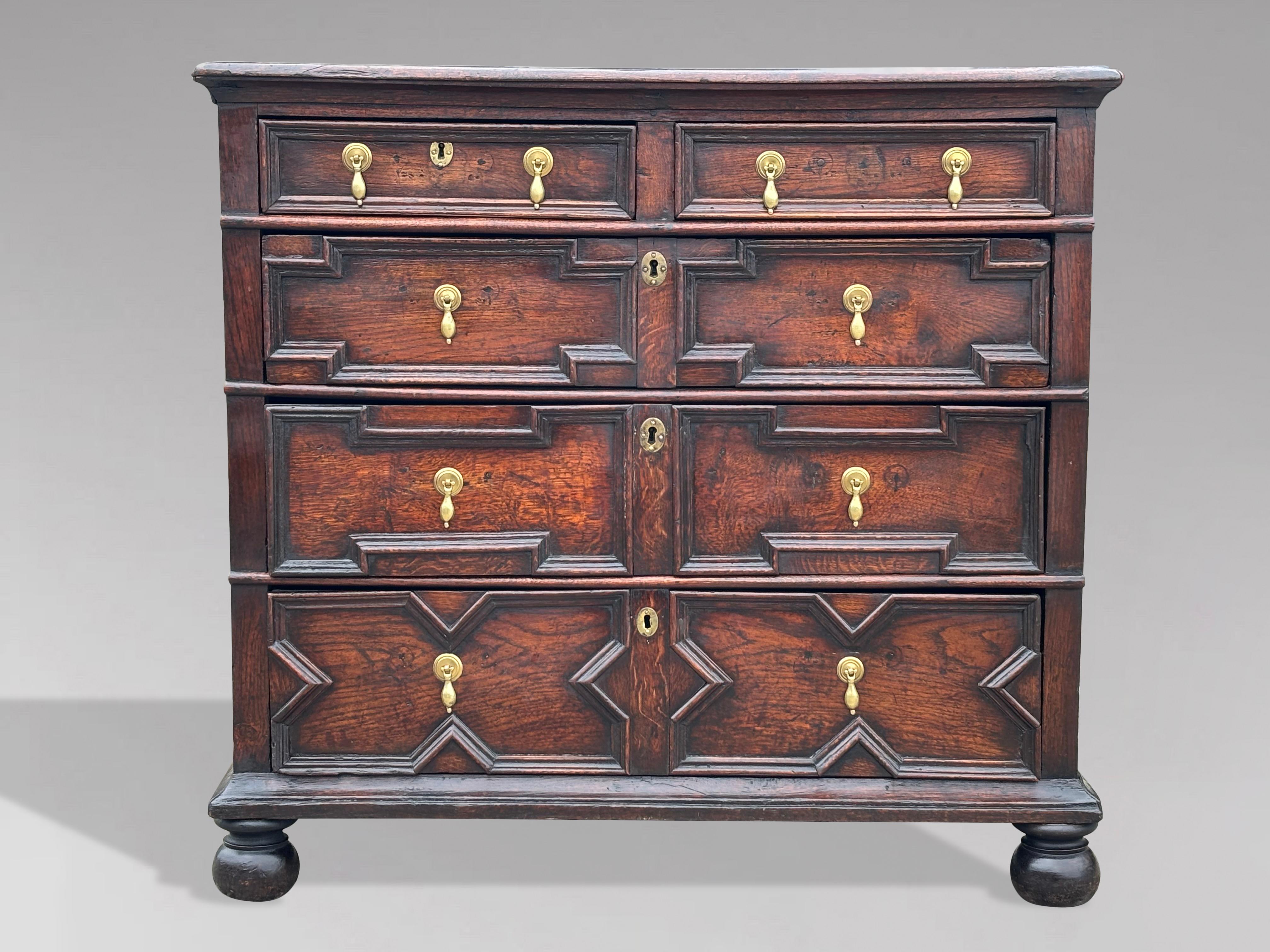 British 17th Century Charles II Period Jacobean Geometric Chest of Drawers For Sale