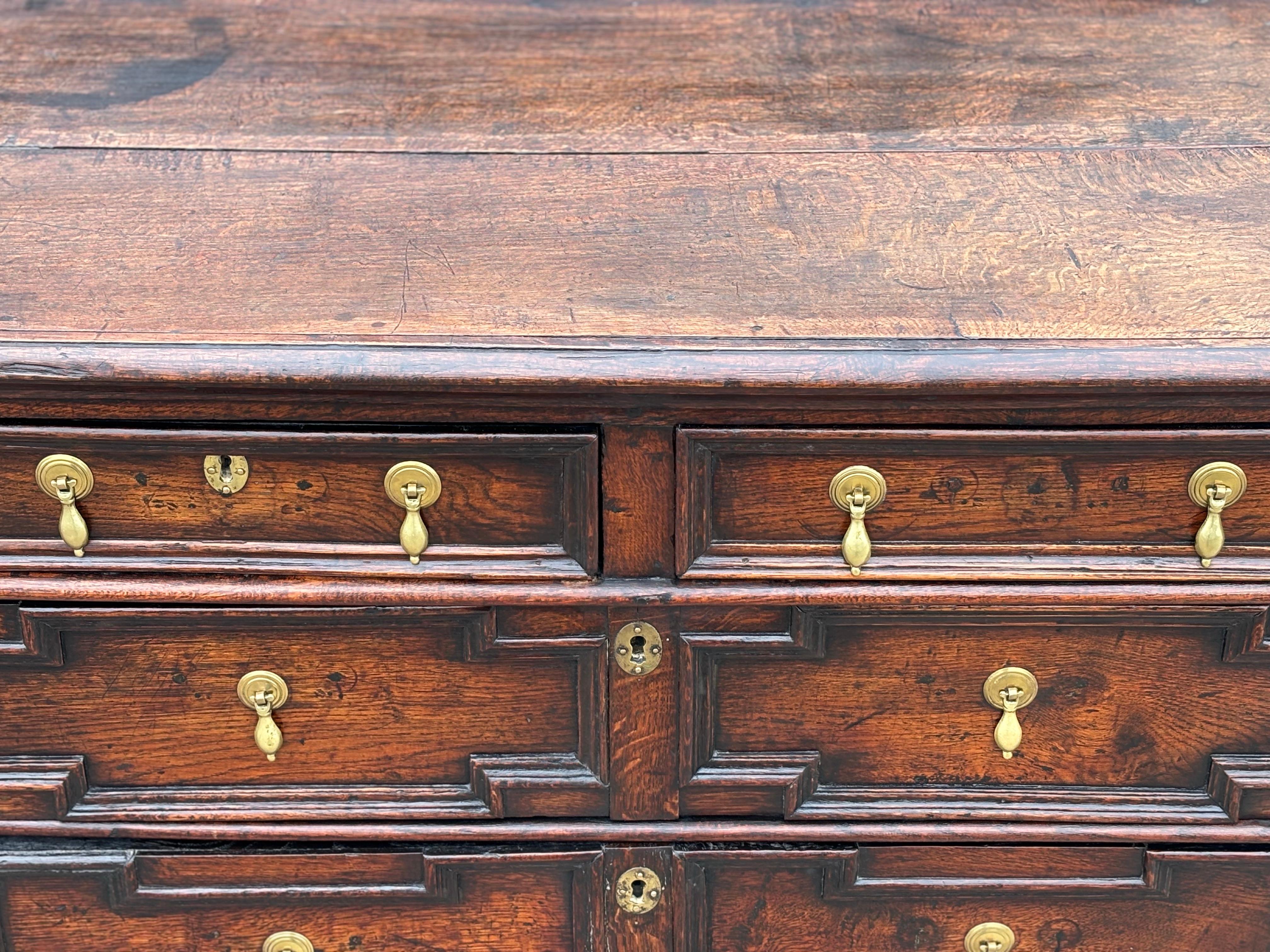 18th Century and Earlier 17th Century Charles II Period Jacobean Geometric Chest of Drawers For Sale