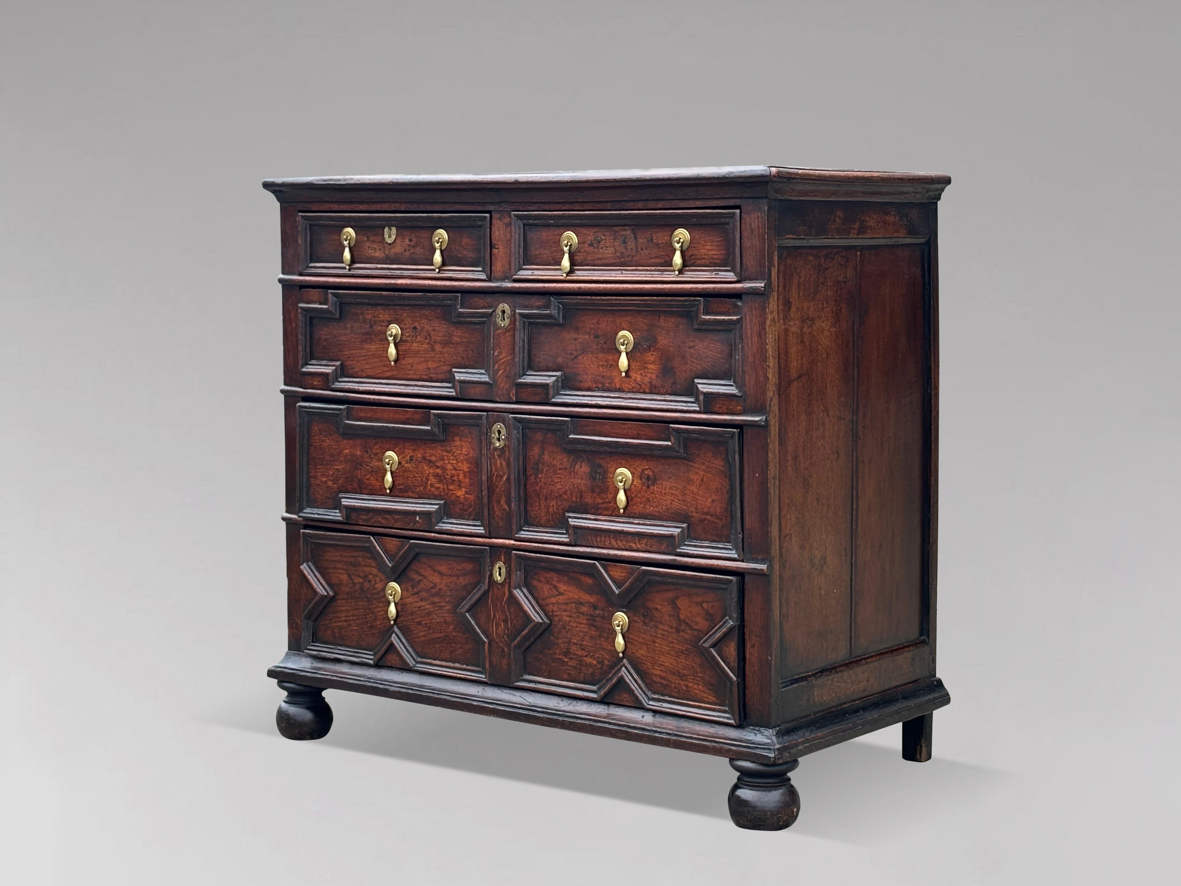 17th Century Charles II Period Jacobean Geometric Chest of Drawers For Sale 3