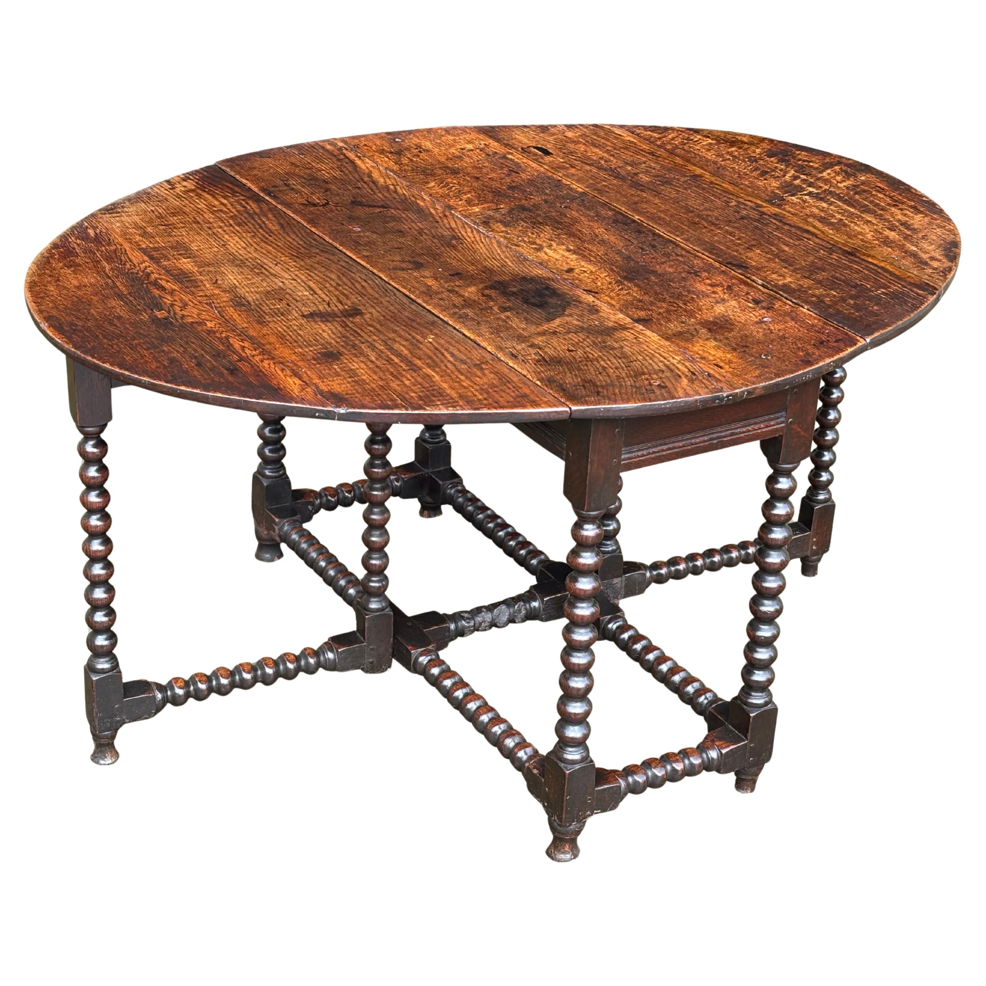 17th Century Charles II Period Oak Gateleg Dining Table