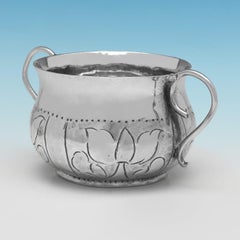 17th Century Charles II period sterling silver porringer hallmarked London 1669