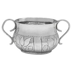 17th Century Charles II period sterling silver porringer hallmarked London 1669