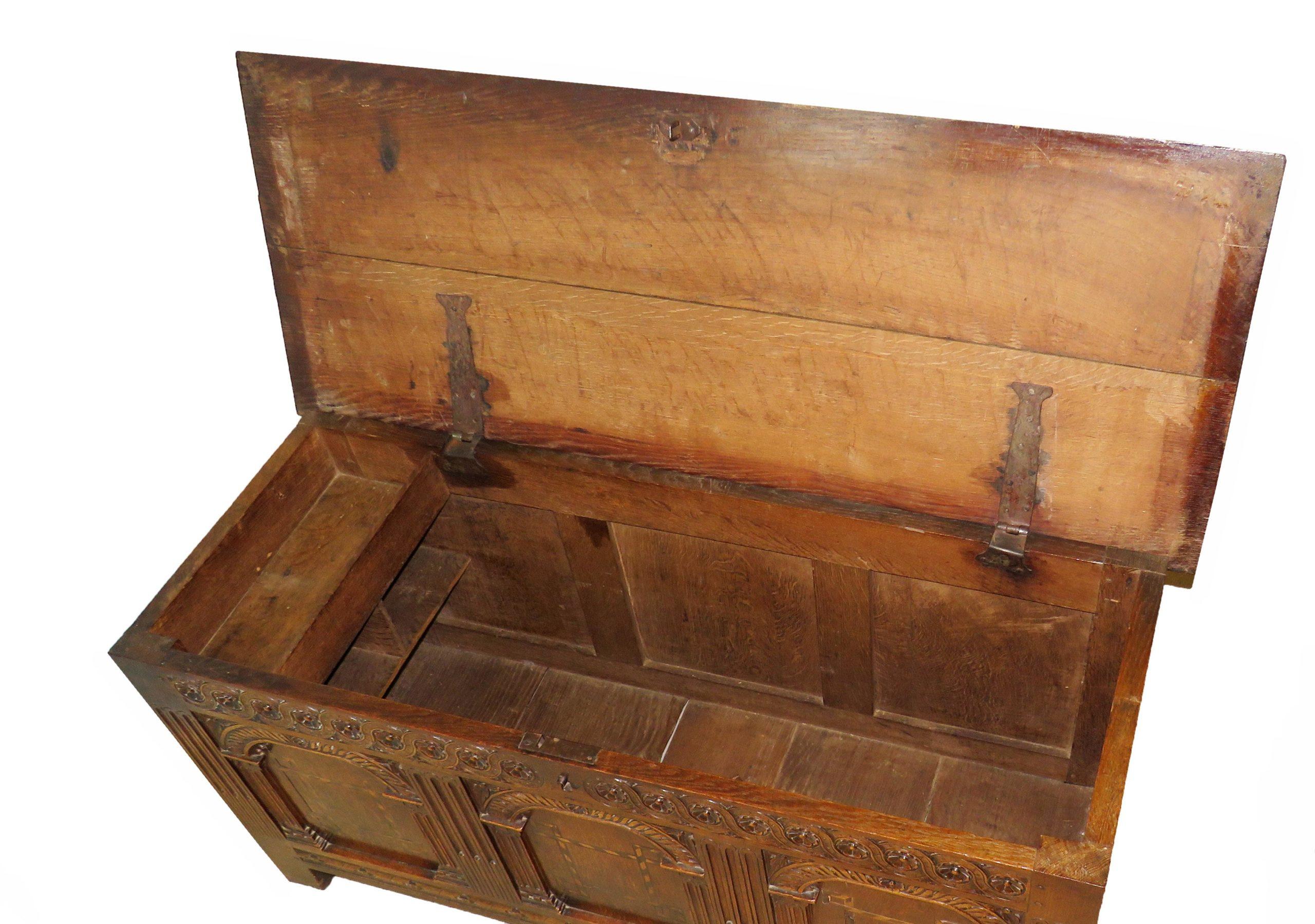 17th Century 'Charles the I' English Oak Coffer For Sale 1