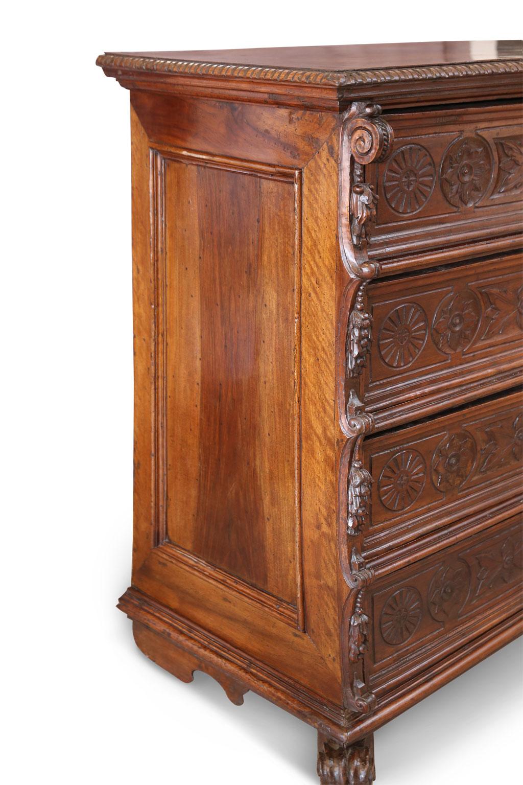 Iron 17th Century French Walnut Chest of Drawers For Sale