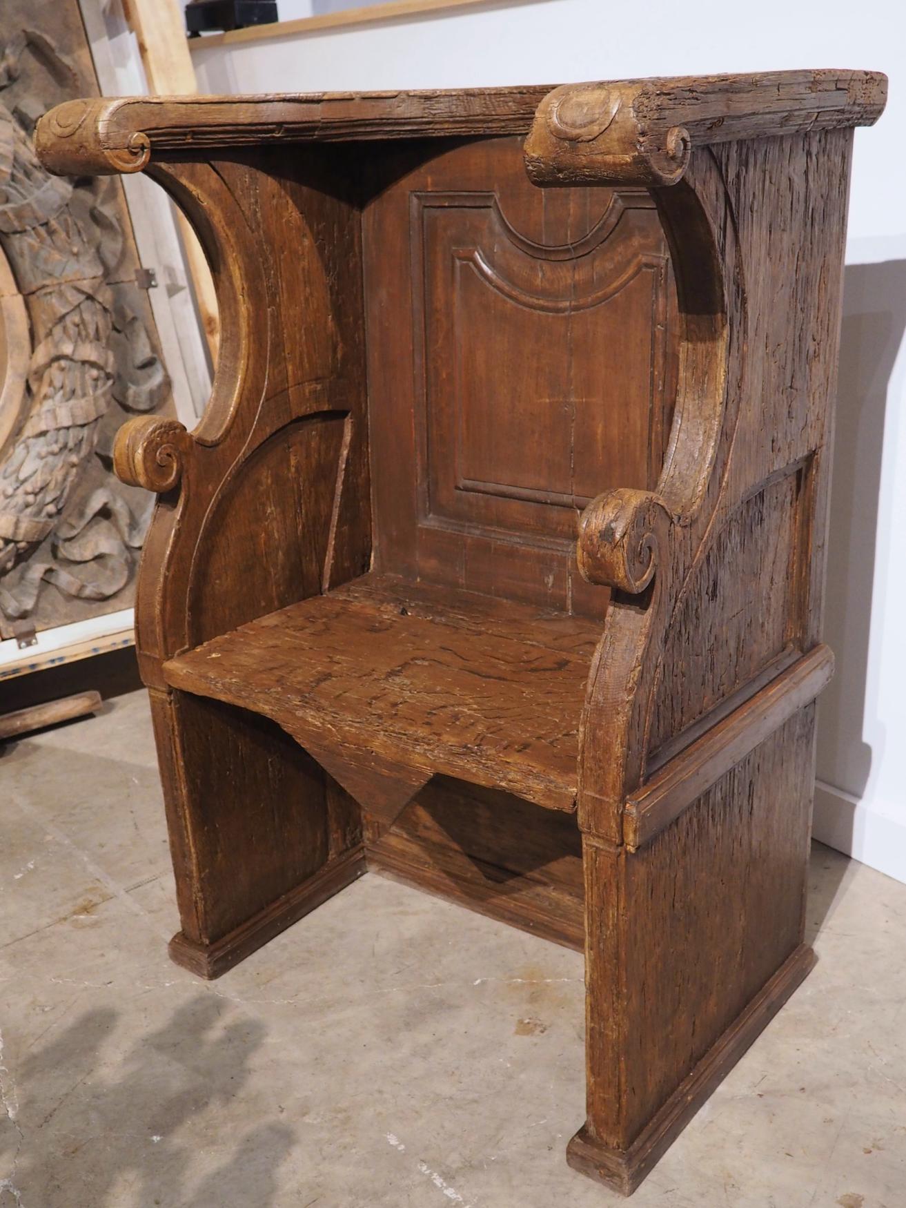 17th Century Chestnut and Pine Choir Seat from Portugal For Sale 12