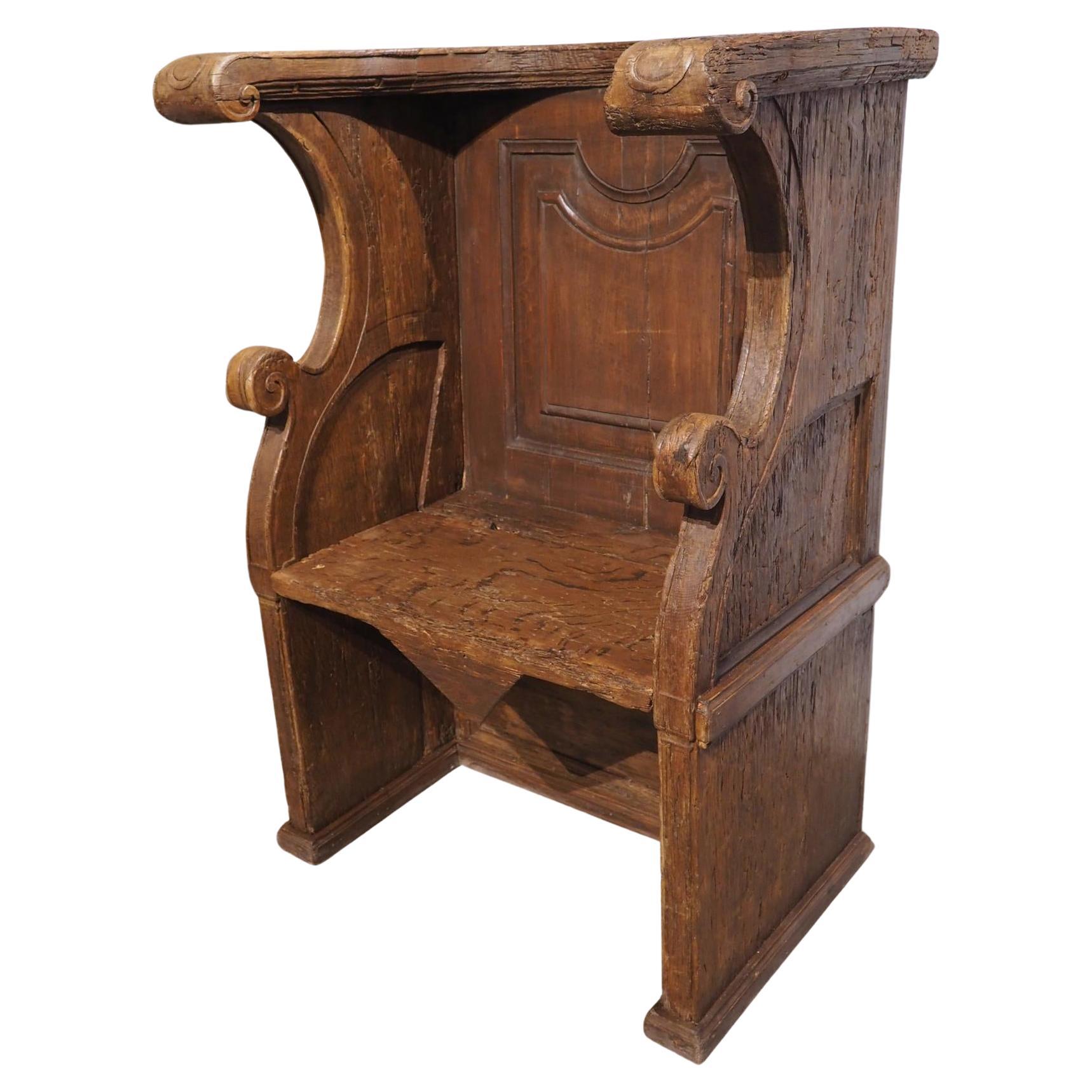 17th Century Chestnut and Pine Choir Seat from Portugal