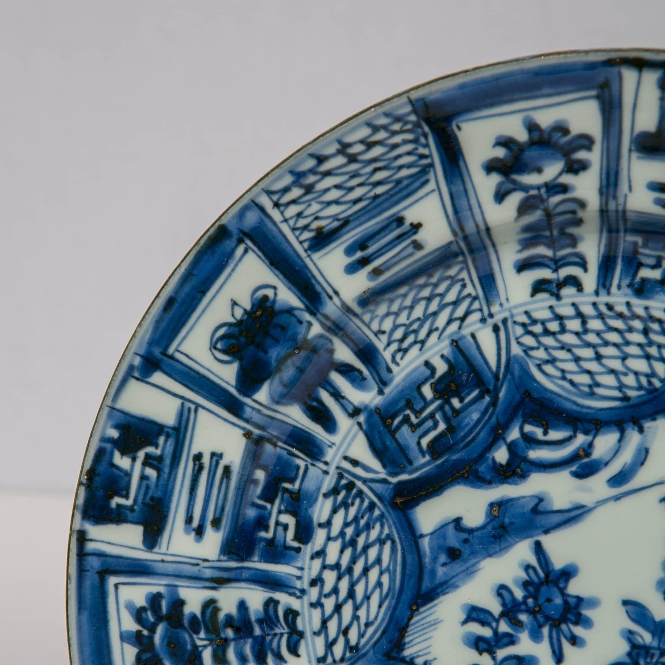 blue and white antique plates