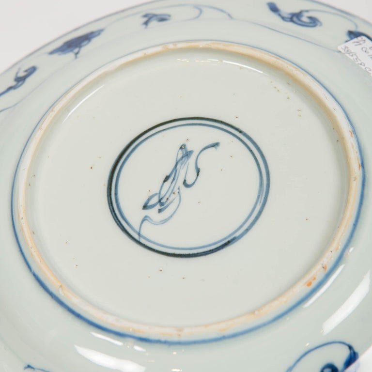 18th Century and Earlier Antique 17th Century Chinese Blue and White Plate Made circa 1660 For Sale