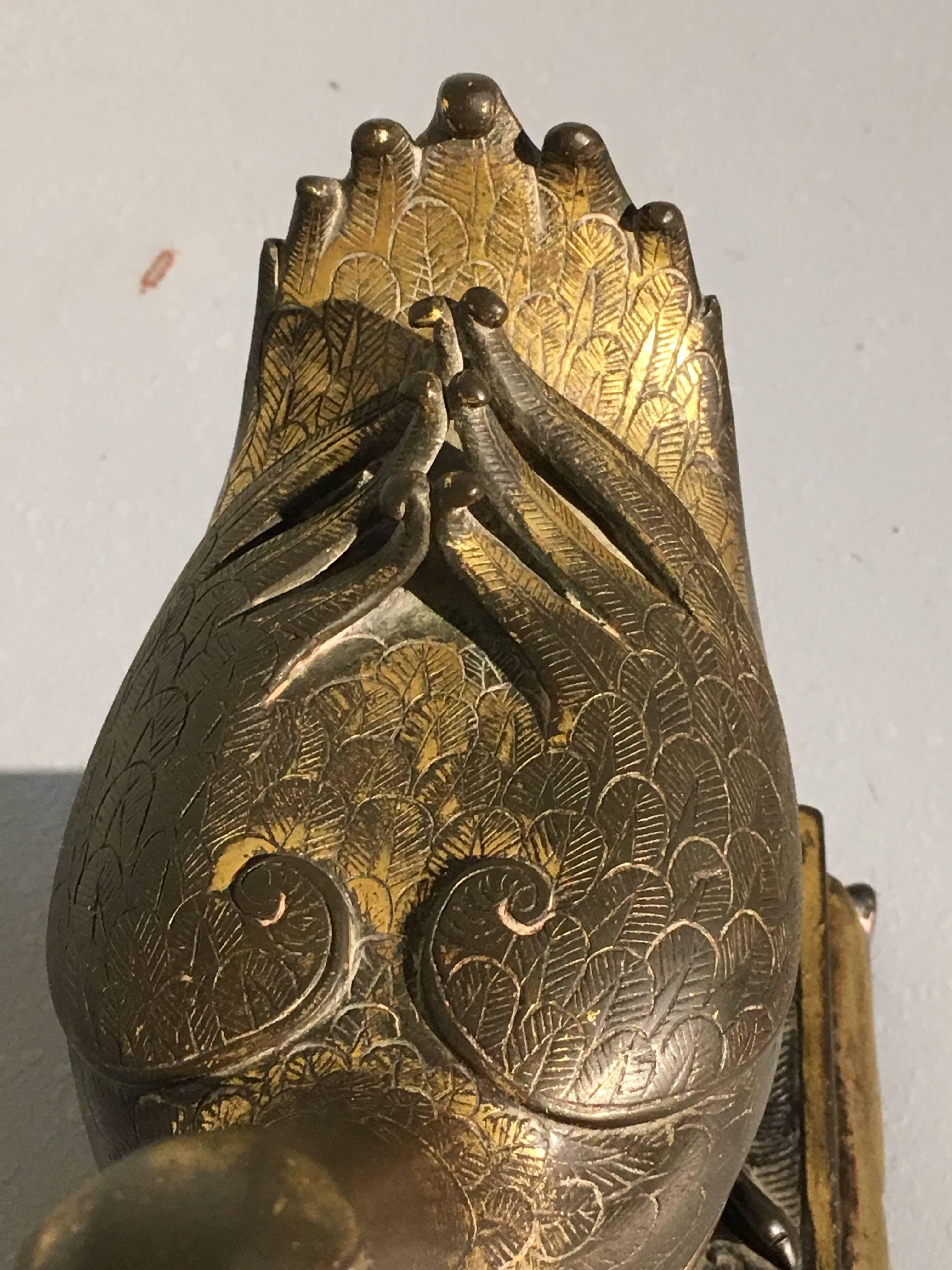 17th Century Chinese Late Ming Dynasty Gilt Bronze Duck form Censer 4