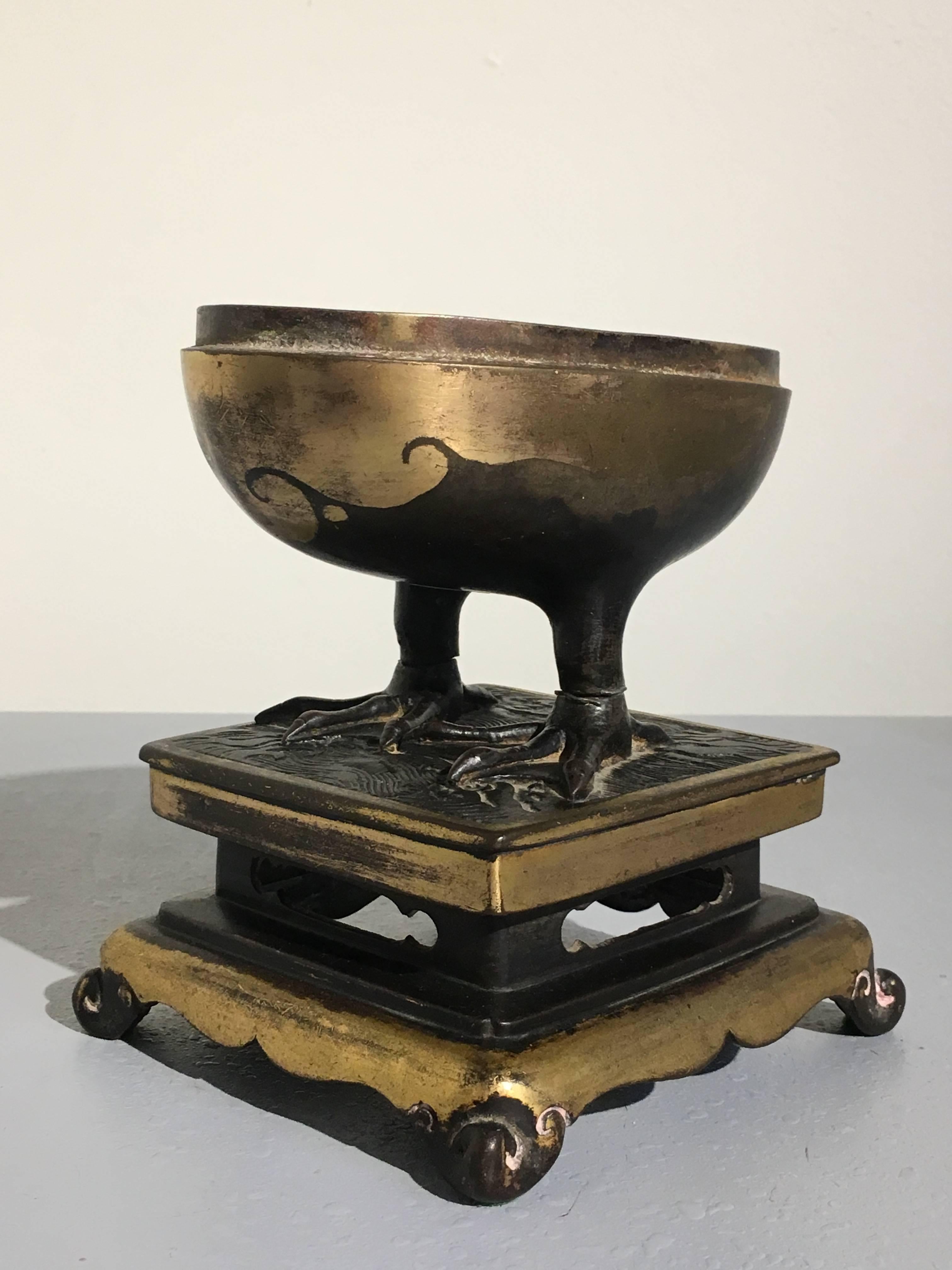 17th Century Chinese Late Ming Dynasty Gilt Bronze Duck form Censer 8