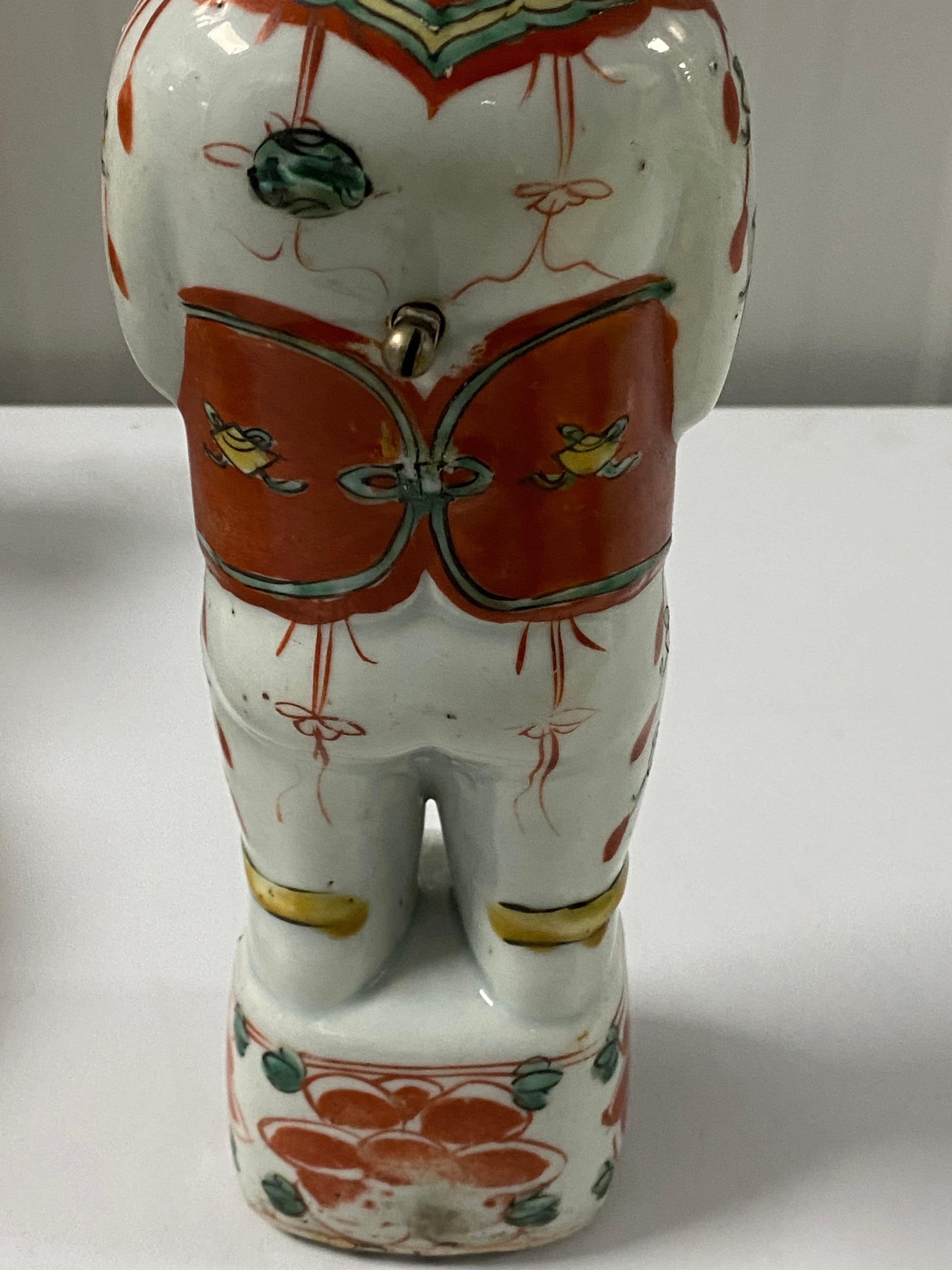 17th Century Chinese Porcelain Ho Ho Boy Figure in Wucai/Famille Vert Glaze For Sale 4