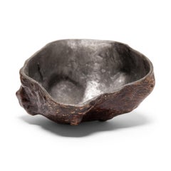 17th Century Chinese Scholars' Pewter Lined Burl Libation Cup