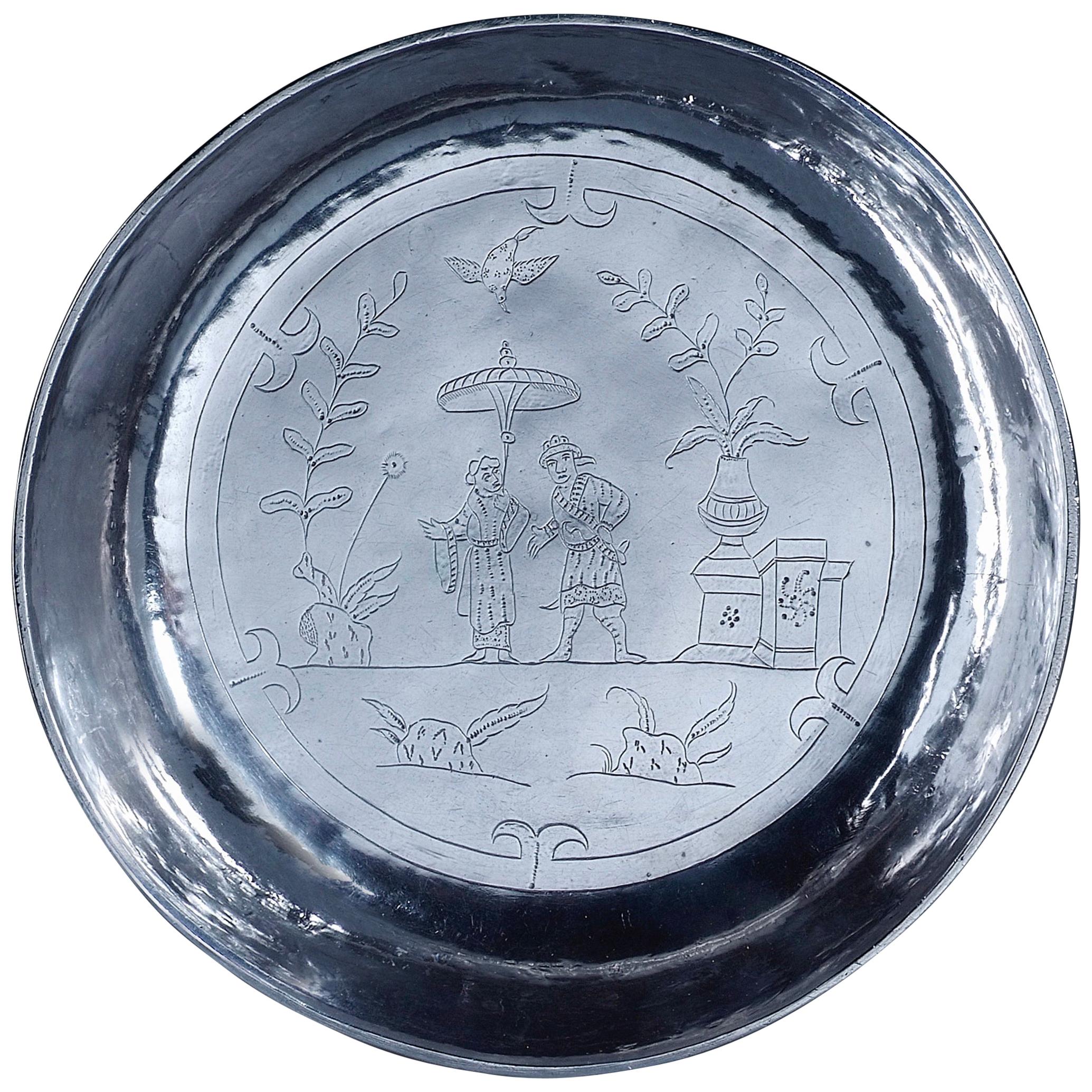 17th Century Chinoiserie Silver Bowl For Sale