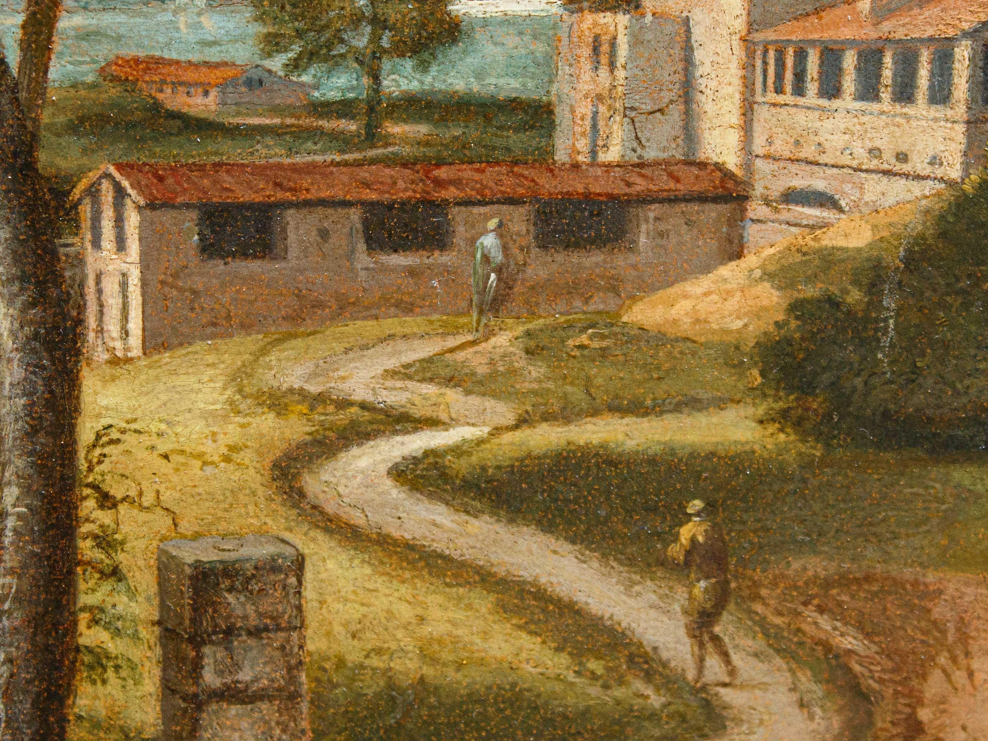 XVIIe siècle Le Christ et le Samaritain Huile sur toile École romane en vente 3