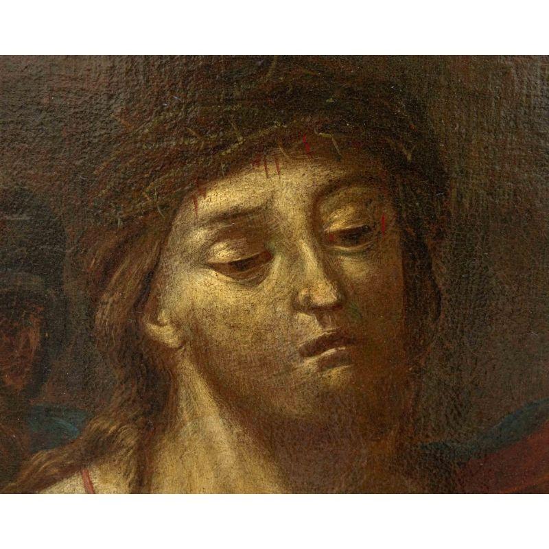 italien Peinture - Huile sur toile du XVIIe siècle - Christ en chaînes en vente