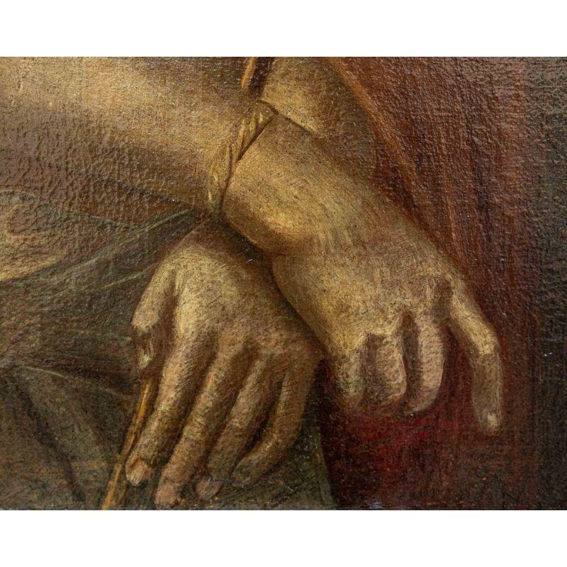 Toile Peinture - Huile sur toile du XVIIe siècle - Christ en chaînes en vente