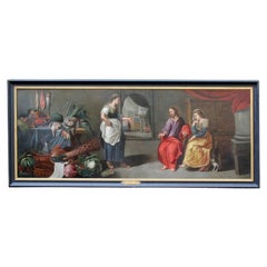 17th Century Christ in The House of Martha and Mary Painting Oil on Canvas