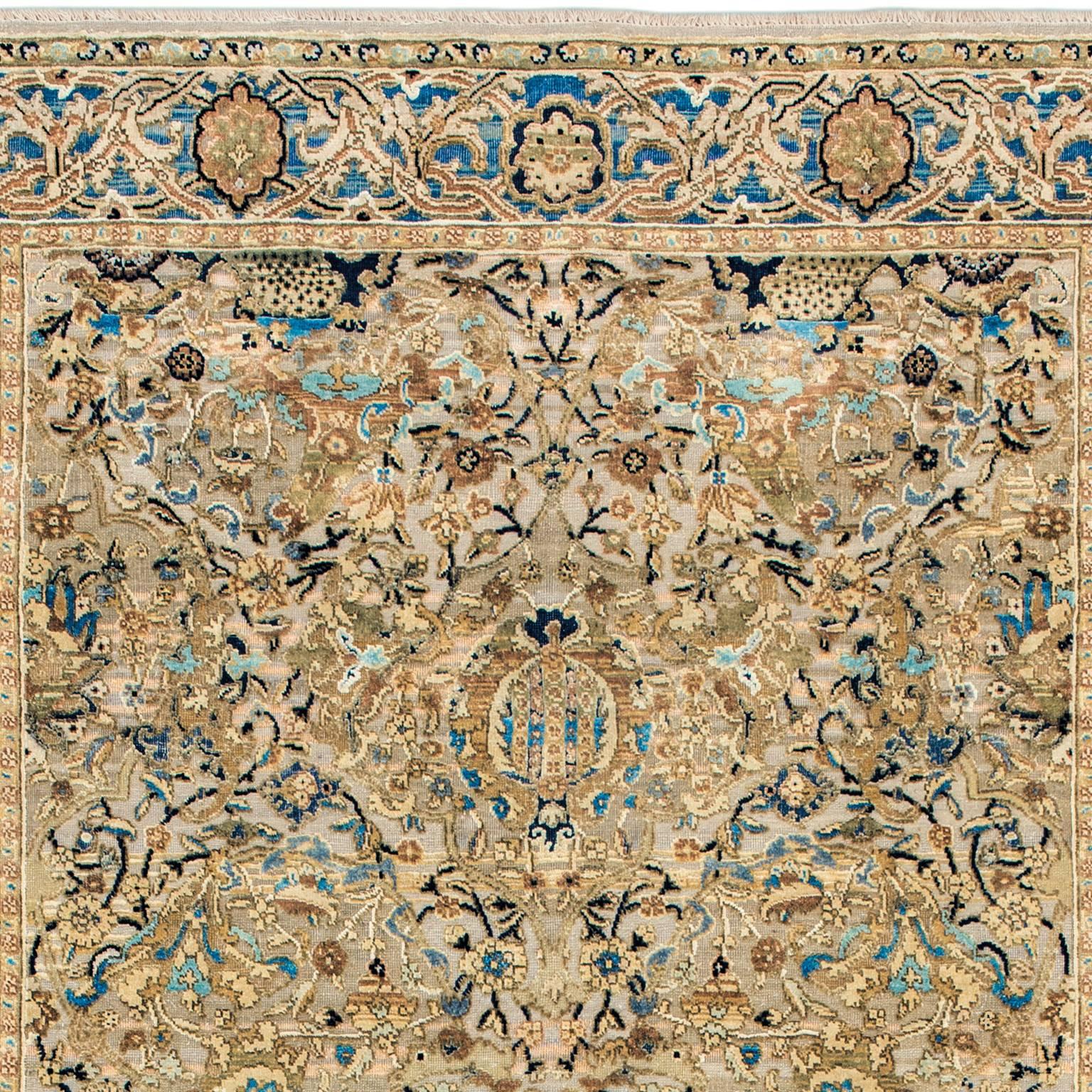 Indian '17th Century Classic_Poloniase No.01' Wool and Silk Rug, Hand-Knotted in Jaipur For Sale