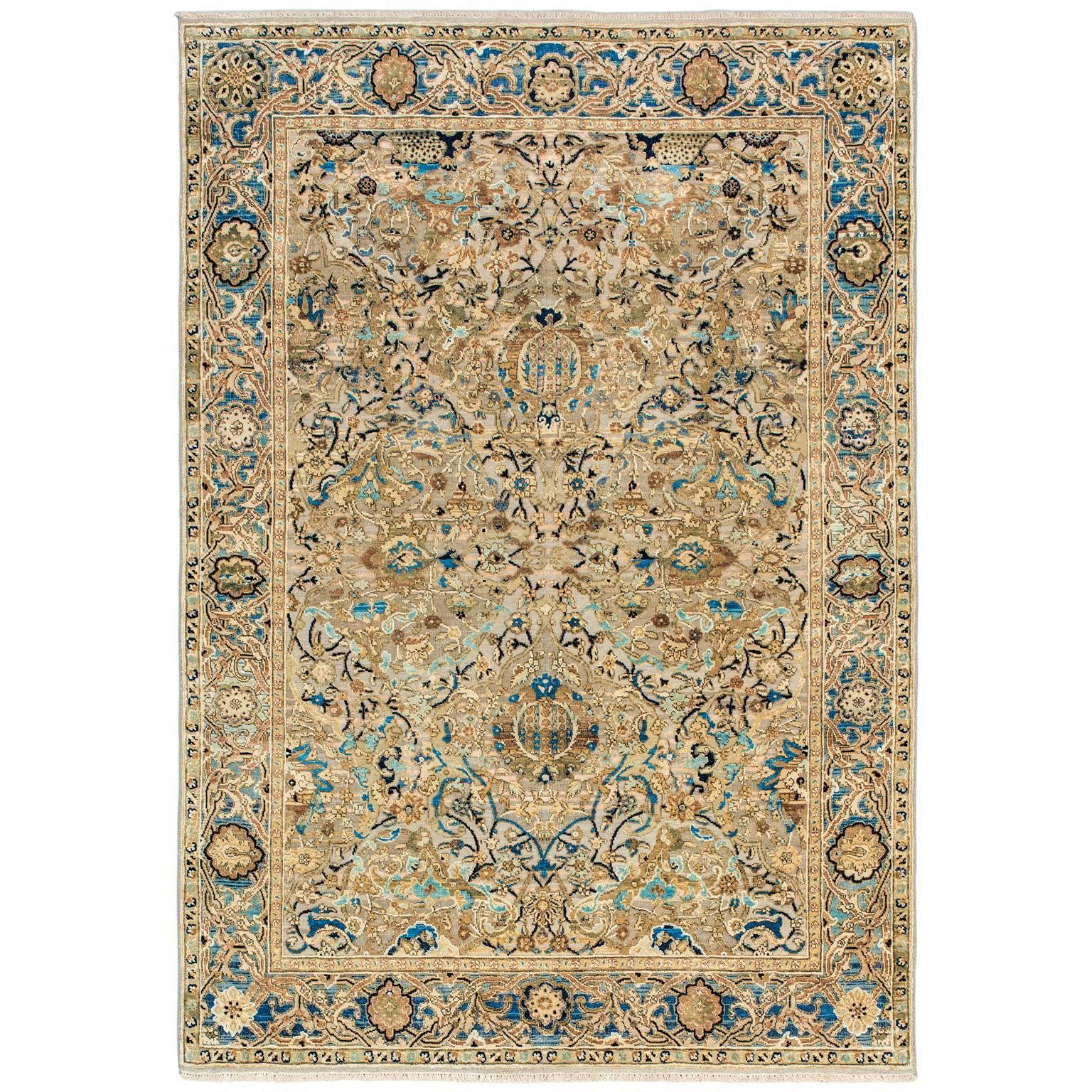 '17th Century Classic_Poloniase No.01' Wool and Silk Rug, Hand-Knotted in Jaipur For Sale